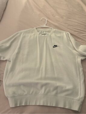 Nike White Crewneck Sweatshirt with Black Swoosh